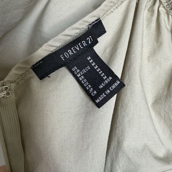 Womens Tiered Babydoll Mini Dress SZ M Sage Green Peasant Milkmaid Cottagecore - Picture 8 of 11